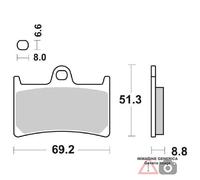 PASTIGLIE FRENO ANT. DX-SX YAMAHA YZF R6 (RJ03/RJ05/RJ09) 600 99/05 SBS 634DS