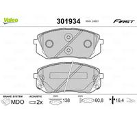 VALEO - Imbottiture per freni First - 301934 - Set di 4 imbottiture - Asse Anteriore - Completamente dotato di accessori montati.