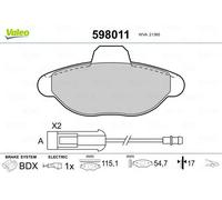 VALEO 598011 Kit pastiglie freno Freno di stazionamento a disco Kit pastiglie freno Freno a disco