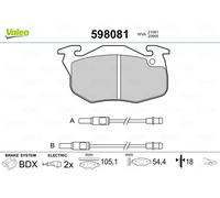 VALEO Kit pastiglie freni 598081 Anteriore per Renault Clio I / Peugeot 106 II
