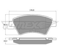Pastiglie freno Assale anteriore TX 13-54 TOMEX Brakes per RENAULT KANGOO