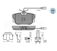 MEYLE 025 234 4616/PD Pastiglie freno Posteriore per