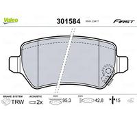 VALEO - Imbottiture per freni First - 301584 - Set di 4 imbottiture - Asse Posteriore - Completamente dotato di accessori montati.