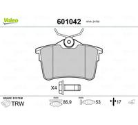 Pastiglie freno Assale posteriore 601042 VALEO per PEUGEOT CITROËN BMW