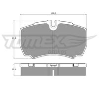 Pastiglie freno Assale posteriore TX 15-11 TOMEX Brakes per FORD IVECO