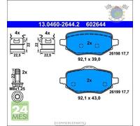 Pastiglie freno ATE Posteriore per CITROEN C4 III DS OPEL CORSA F MOKKA PEUGEOT