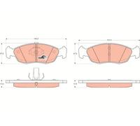Pastiglie freno GDB1322 TRW per PEUGEOT CITROËN