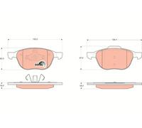 TRW GDB1583 Pastiglie Freno Set di 4 para Ford II 2011 - Assale anteriore e Altri Veicoli