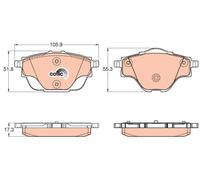 TRW GDB2034 Pastiglie Freno Set di 4 para Peugeot 3008 II SUV (MC_, MR_, MJ_, M4_) 2016 - Assale Posteriore e Altri Veicoli