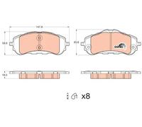 TRW GDB2044 Pastiglie Freno Set di 4 para Peugeot 308 II (LB_, LP_, LW_, LH_, L3_) 2013-2021 Assale anteriore e Altri Veicoli