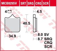 Set di pastiglie freno TRW MCB829CRQ senza patente stradale