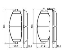 BOSCH Kit pastiglie freno, Freno a disco altezza 61,2 mm 0986494560