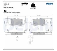 Delphi Set pastiglie freno LP3840 – Anteriore Low‑Metallic per CITROËN/DS/PEUGEOT
