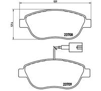 Brembo P 23 087 - Pastiglia Freno - Anteriore, Larghezza 137 mm, Forza 19 mm, Altezza 57 mm; WVA 23708, 23709, 23981; FMSI D1618 8830; Indicatore di usura Elettrico, Con schermo antirumore