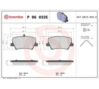 BREMBO P 86 032E Kit pastiglie freni