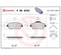 BREMBO P 86 033E Kit pastiglie freni