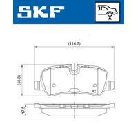 Pastiglie freno VKBP 90257 SKF per LAND ROVER RANGE ROVER SPORT I DISCOVERY IV