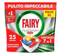 Pastiglie Per Lavastoviglie Fairy Platinum Plus Tutto In Uno Limone, 25 Capsule, La Migliore Pulizia Fairy Come Nuovo, Rimuove L’opacità E Previene Il Calcare