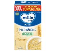 Mellin - Fili d'Angelo - Pastina a base di Farina di Grano Tenero con Calcio e Vitamine, per Bambini dal 5° Mese Compiuto - Confezione da 500gr