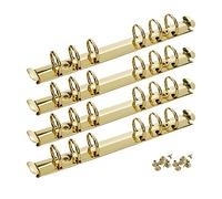 Pastlla 4 anelli per libri in metallo sciolto foglia, raccoglitori ad anelli A6 per quaderni, kit di ricambio per album fotografici fai da te diario di viaggio 6 fori oro