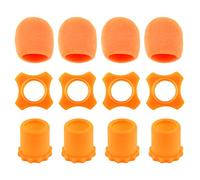 Pastlla 4 protezioni per microfono a prova di urto, anti-rotolamento, senza fili, con anello in silicone, copertura in schiuma, colore arancione