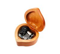 Pastlla Carillon musicale a forma di cuore in legno vintage intagliato con meccanismo musicale, 8,8 x 8,6 cm, melodia Castle in the Sky