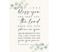 Pastor Appreciation Gift Poster - The Lord Bless You and Keep You Priestly Blessing, Encouraging Bible Verse Wall Art for Church Leaders and Believers(Framed,08x12inch(20x30cm))