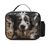 Pastor Border Collie - Borsa termica per il pranzo, riutilizzabile, con porta bottiglia d'acqua, portatile, impermeabile, a prova di perdite, per donne e uomini, lavoro, viaggi, picnic