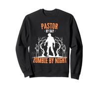 Pastor by Day Zombie di Notte Divertente Halloween Creepy Felpa
