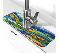 Pastoral Ranch - Tappetino per lavello, paraspruzzi, con ventosa, per rubinetto della cucina, maniglia del rubinetto, vassoio raccogli gocce per bagno (38,1 x 14 cm)