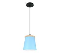 Pastoral Style Decoration Chandeliers, Wooden Bar Counter Colorful Lighting, Countryside Ceiling Hanging Lamp, Adjustable E27 Single Head Pendant Shade for Bedroom, Hallway, Living Room(Blue)