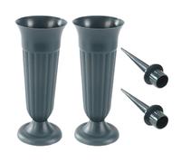 Pastoralist 2 pezzi di fiori tomba, vasi tomba di plastica con punta e base, portafiori tomba rimovibili, vasi commemorativi per tombe ceretti fiore esterni esterni