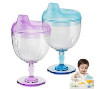 Pastoralist 2 Pezzi di Vino da Bambino Tazza Sippy Tazza di Calice in plastica Senza versato Vetro Bicchiere di Calice Sippy Bevande in Vetro Bottiglia di Latte con Coperchio per Bambini