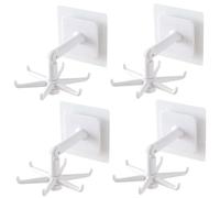 Pastoralist 4 pezzi ganci adesivi, ganci per utensili da cucina a 360 ° resistenti addominali con 6, parete impermeabile a marcia verticale 180 ° per casa, doccia, cucina, bianca, doccia