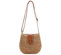 Pastoralist Borse di cannuccia per donne borse di paglia casual con cinturino in pelle regolabile e chiusura della cerniera per spiaggia, gita, borsa estiva