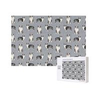 Pastore australiano blu merle cane grigio semplice,Puzzle in legno da 300 pezzi per famiglie, per adulti e adolescenti, decorazioni per la casa