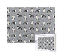 Pastore australiano blu merle cane grigio semplice,Puzzle in legno da 500 pezzi, gioco di famiglia, puzzle per adulti e adolescenti, decorazioni per la casa