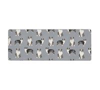 Pastore australiano blu merle cane grigio semplice,Tappetino per mouse grande, da scrivania, per tastiera e computer, con base in gomma antiscivolo, 30 x 80 cm