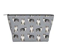 Pastore australiano Blue Merle Cane Grigio semplice, Borsa da toilette Borsa per trucco Borsa per cosmetici Borsa da toilette da viaggio portatile