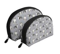 Pastore australiano Blue Merle Cane Grigio semplice, Borsa per trucco a conchiglia Portamonete da donna Borsa da toilette piccola Borsa per cosmetici 2 pezzi