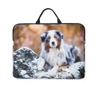 Pastore australiano, cani bellissimi in inverno, Custodia per laptop da 14 pollici, borsa per notebook, custodia per laptop, valigetta con maniglia