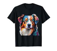 Pastore australiano colorato ritratto amante dei cani australiani Maglietta