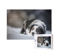 Pastore australiano invernale bianco neve grigio cani,Puzzle in legno da 300 pezzi per famiglie, per adulti e adolescenti, decorazioni per la casa