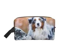 Pastore australiano neve inverno bellissimi cani, Borsa per il trucco Borsa per cosmetici Borsa da viaggio portatile da viaggio Borsa per trucco Organizer