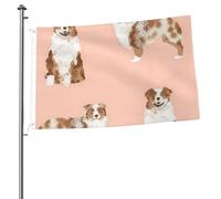 Pastore australiano Red Merle Cane Semplice Rosa Aste portabandiera da giardino personalizzate Bandiere 3ft x 2ft con occhielli