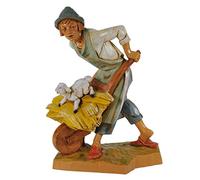 PASTORE CON CARRIOLA 19CM IN RESINA FONTANINI STATUINA PRESEPE