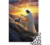 Pastore con Pecora Puzzle 1000 Pezzi per Adulti Tramonto sulla Montagna Relax Decorazione Casa Interazione Familiare Regalo 52x38cm/1000pcs