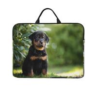 Pastore francese Beauceron cucciolo nero carino, Custodia per laptop da 14 pollici, borsa per notebook, custodia per laptop, valigetta con maniglia