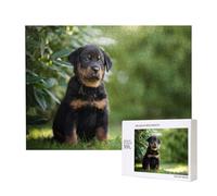 Pastore francese Beauceron cucciolo nero carino,Puzzle in legno da 500 pezzi, gioco di famiglia, puzzle per adulti e adolescenti, decorazioni per la casa