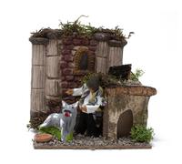 Pastore per Presepe in Movimento Bambino con Cane Statuina Terracotta 10 cm